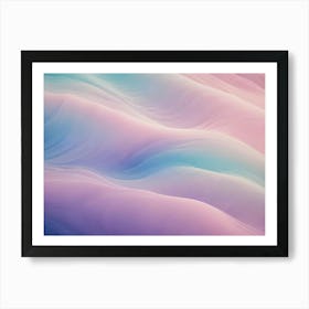 Abstract, Flowing, Wavy Lines In Shades Of Pink, Blue, And White, Creating A Soft, Dreamy, Ethereal Effect, Resembling Clouds Or A Digital Landscape Art Print