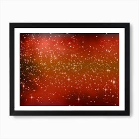 Red And Orange Tone Shining Star Background Art Print