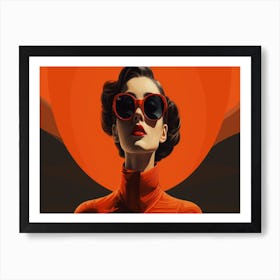 Woman In Red Sunglasses Art Print