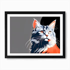 Portrait Of A Cat, cat art, digital cat art, Art Print