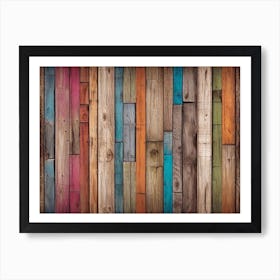 Colorful wood plank texture background 11 Art Print