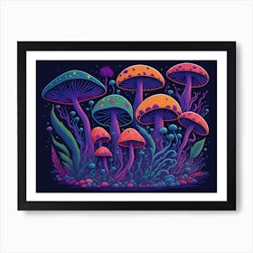 Neon Mushrooms 8 Art Print