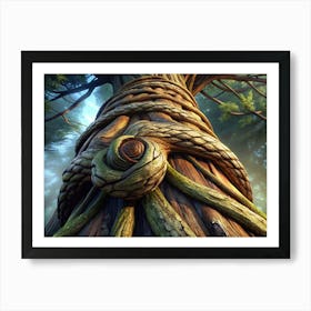 Closeup Of A Tree Trunk Wrapped In Vines Art Print