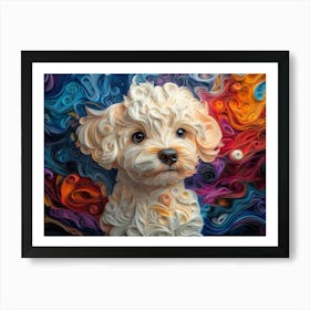 Bichon Frise Paper Quilling Dog Portrait Art Print