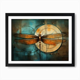 Dragonfly On A Clock Art Print