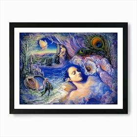 Dream Of A Peacock Angel Ocean Wonderland Painting Low Poly Art Art Print