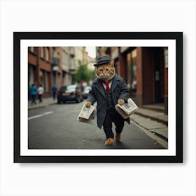 Cat In A Suit 5 Art Print