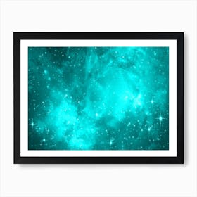 Aqua Shade Galaxy Space Background Art Print