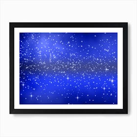 Dark Blue Shades Shining Star Background Art Print