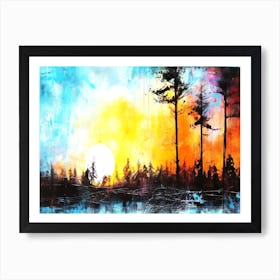 Night Falls - Sunset In The Woods Art Print