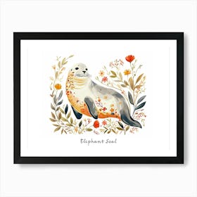 Little Floral Elephant Seal 1 Poster Art Print