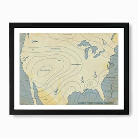 Vintage weather Map Of The United States Art Print