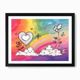 Rainbow And Clouds 1 Art Print