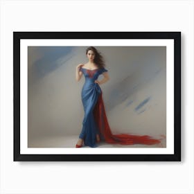 Woman In A Blue Dress 7 Art Print