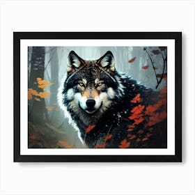 Wolf In The Woods 26 Art Print