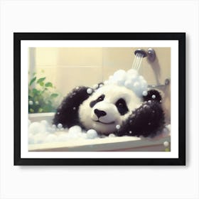 Panda Bear In The Bath Art Print