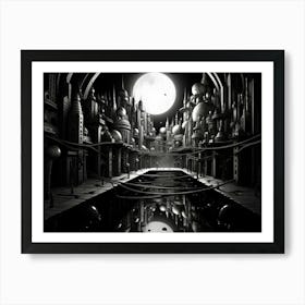 Parallel Universes Abstract Black And White 9 Art Print