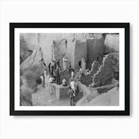 Tourists At Cliff Dwellings In Mesa Verde National Park, Colorado By Russell Lee Art Print