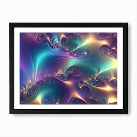 Abstract Image With Swirling Purple, Blue, And Gold Colors, Creating A Luxurious And Iridescent Effect Art Print