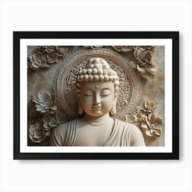 3d Relief Of A Serene Buddha Statue 2 Art Print