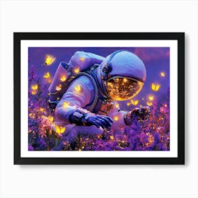 Astronaut With Butterflies Art Print