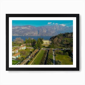 Villa on Lake Como. Aerial Photo Lago Di Como, Italy, Bellagio, Lombardy, Italy Wall Art. Art Print