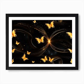 Golden Butterflies 20 Art Print