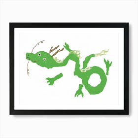 Green oriental Dragon Art Print