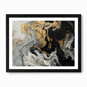 Gold And Black Abstract Painting 5 Art Print