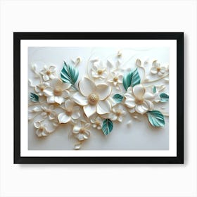 3d Illustration Flowers White Background 2 Art Print