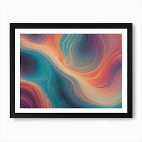 Abstract Digital Art With Fluid, Flowing Lines In Shades Of Purple, Orange, Teal, And Blue, Creating A Dynamic And Layered Effect Art Print