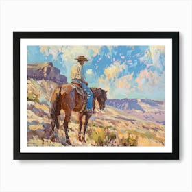 Cowboy In Chihuahuan Desert Texas 1 Art Print