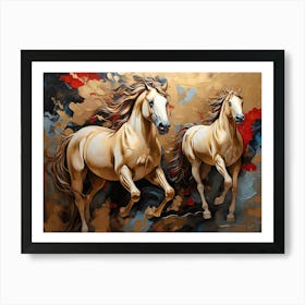 Two Horses Running 12 Art Print