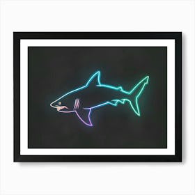 Neon Sign Inspired Shark 6 Art Print