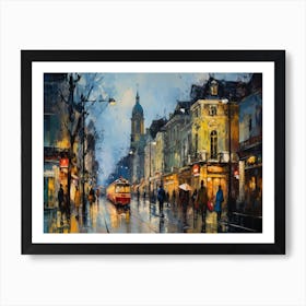 Street Scene In The Rain Art Print