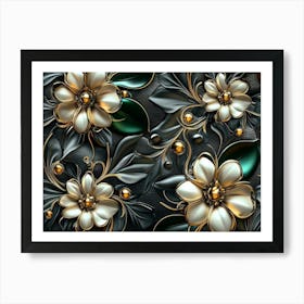 Flowers On A Black Background 1 Poster