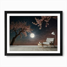 Cherry Blossoms At Night Art Print