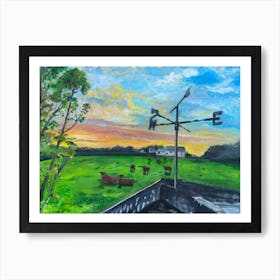 Cows in field, Devon Art Print