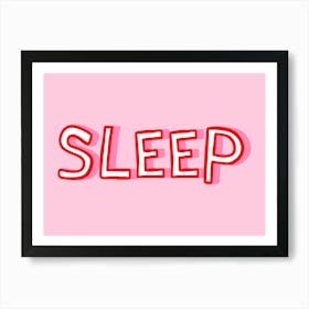 Sleep Typography Bedroom Pink and Red Art Print