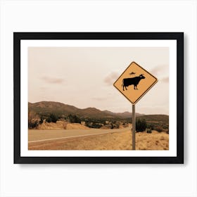 Alien Cows Sign Art Print