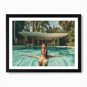 Pool, Palm Trees and boobs Art Print
