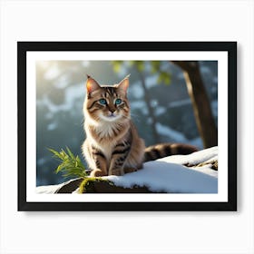 Cat And Snow Art Print