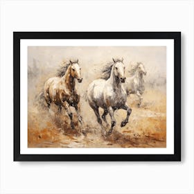 Horses Painting In Chile, Landscape 2 Art Print