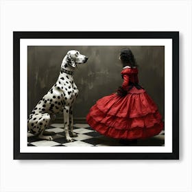 A Dalmatian And A Woman In A Dress 1 Art Print