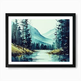 Mountain Forest Alcohol Ink 2. Art Print