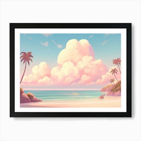 Pink Clouds On The Beach Art Print