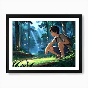 Anime Boy In The Forest Art Print