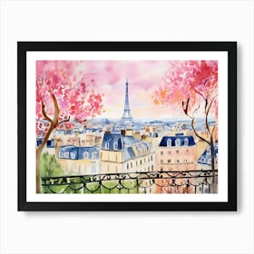 Paris Watercolor Painting Art Print