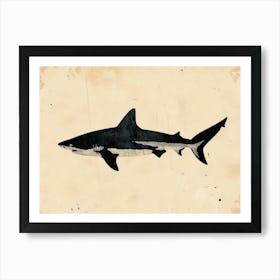 Tiger Shark Grey Silhouette 2 Art Print