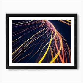 Abstract Illustration Of A Multitude Of Swirling, Glowing Lines In Shades Of Red, Orange, And Yellow, Set Against A Dark Background Art Print